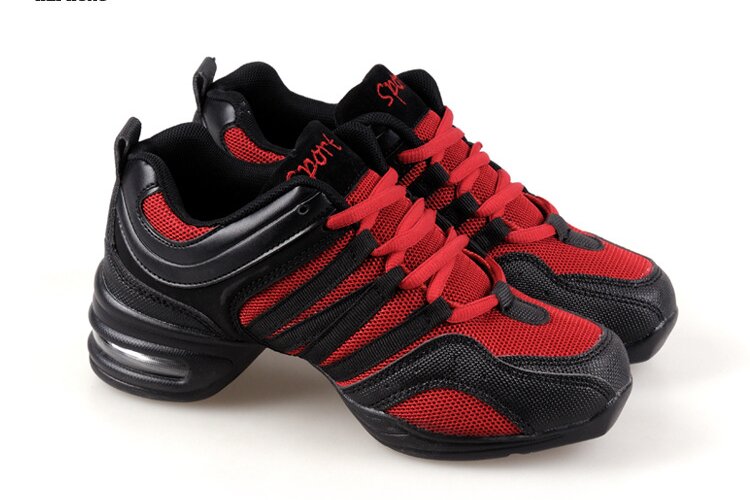 Close-up of breathable mesh upper on dance sneakers