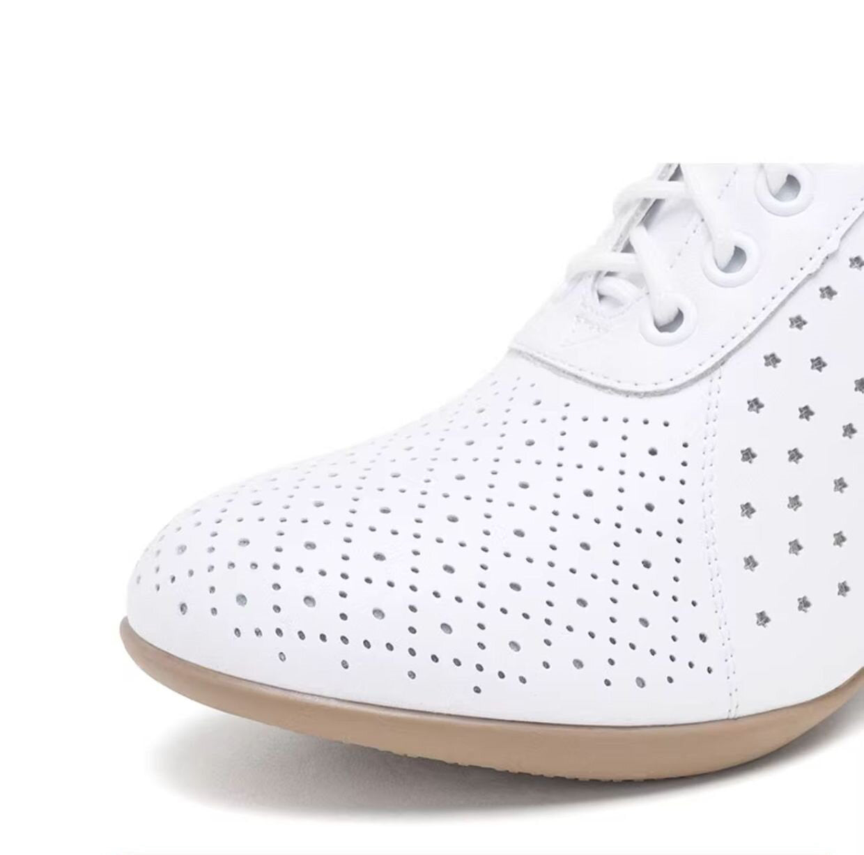 Women's 4cm Heel Leather Dance Shoes | Breathable Non-slip Square & Sailor Dance Sneakers SD-01