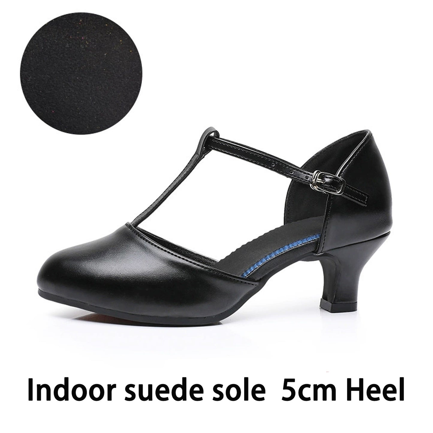 Latin Dance Shoes for Women Leather T-Strap Salsa Tango Modern Ballroom Performance Shoes Model A64D