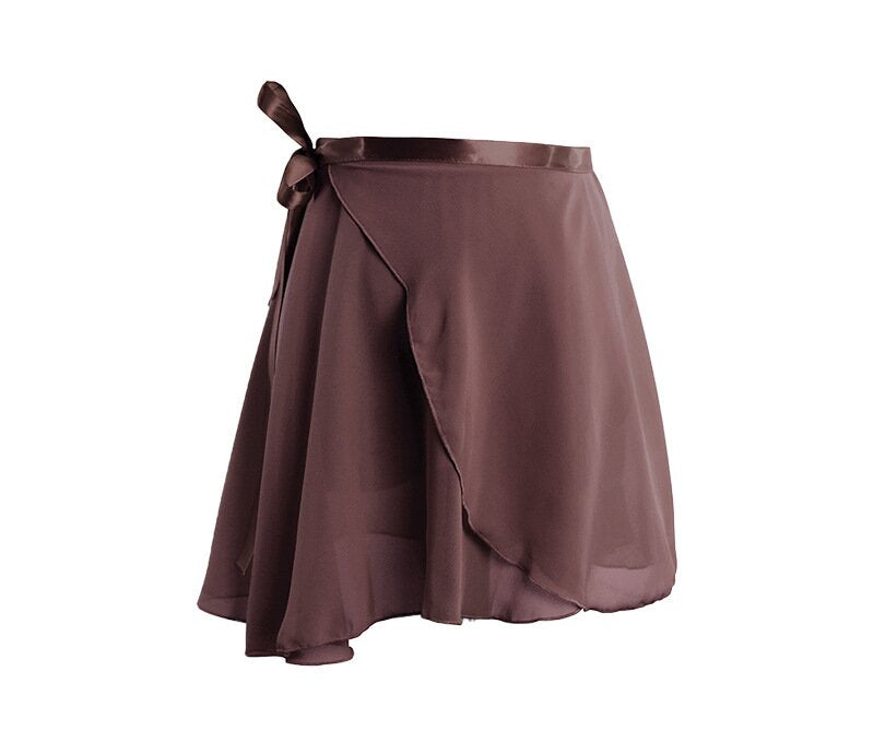 Brown Chiffon Ballet Wrap Skirt, Neutral Sheer Wrap Skirt for Ballet Practice & Casual Dance Wear