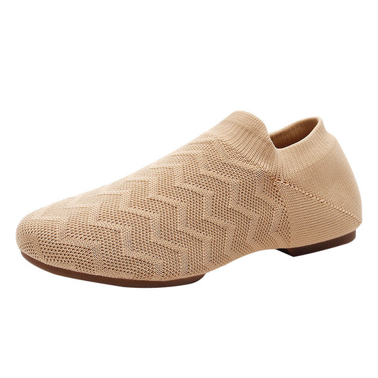 Women's Knit Split-Sole Dance Shoes - Breathable Sock-Style Ballet & Practice Shoes with Suede/Rubber Sole CL-03