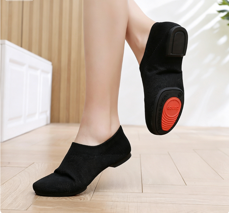 Women's Knit Jazz Dance Shoes - Slip-On Split Sole Practice Shoes for Indoor & Outdoor JZ-M-07