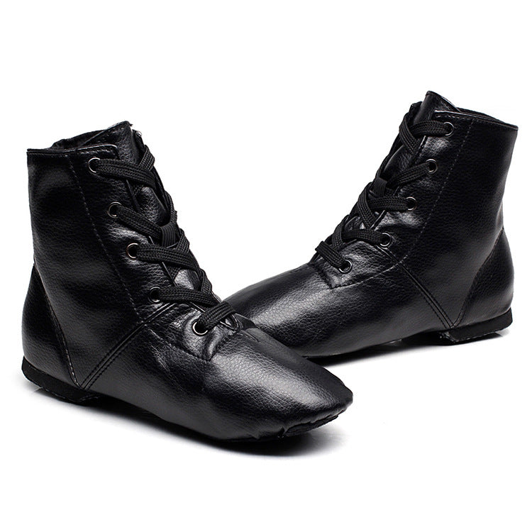 Black dance boots bending test, demonstrating flexibility for footwork