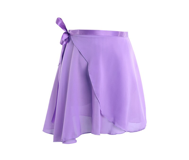 Purple Chiffon Ballet Wrap Skirt, Adjustable Tie Waist Sheer Skirt for Dance Studio Uniform