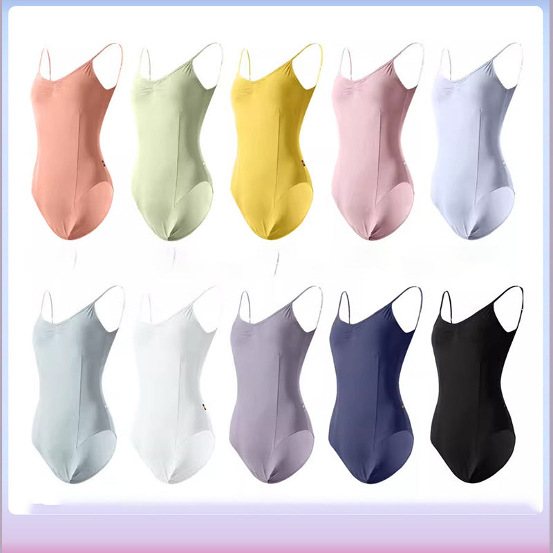 Set of 10 colors women's ballet leotards, backless ice silk dance unitards for gymnastics, dance class and body training