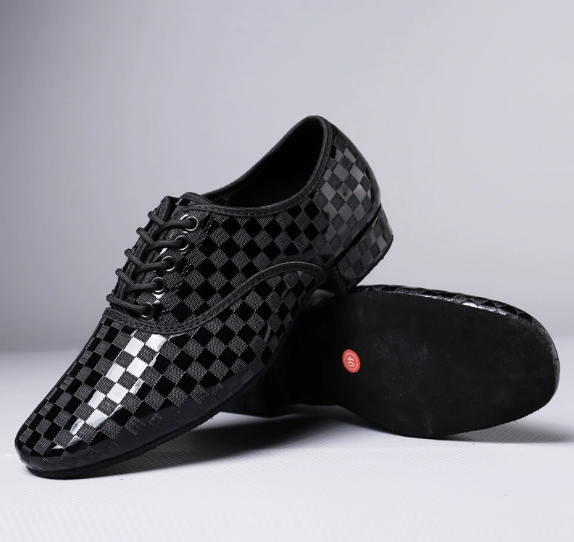 Men's formal checkered dance shoes, suitable for ballroom performance, social dancing and practice