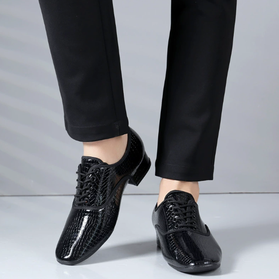 Professional Men's Ballroom Dance Shoes Elegant Stone Pattern Design Soft Sole for  Competition & Performance