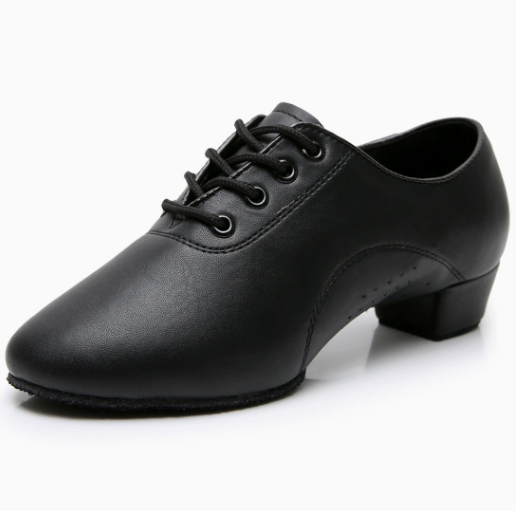 Breathable men's teaching dance shoes with soft shock-absorbent heel