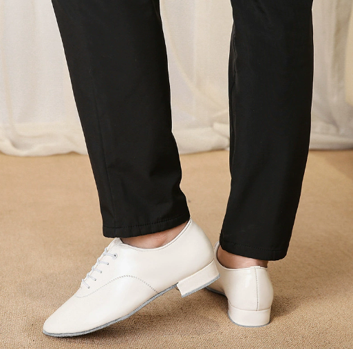 Men's Glossy Modern Waltz Dance Shoes Low Heel Suede Sole for Ballroom & Square Dance Practice Model M11