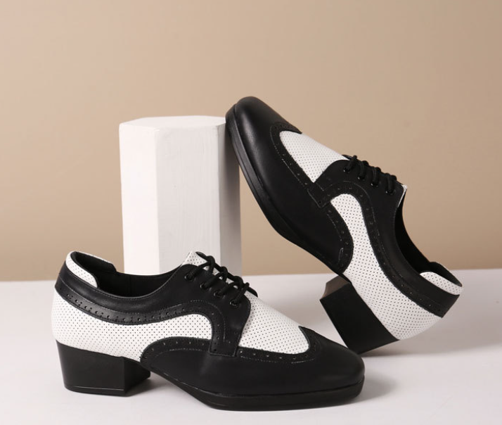Men's Fashion Black White Ballroom Dancing Footwear