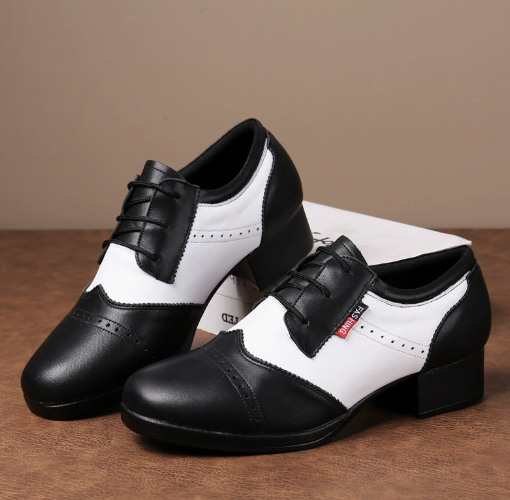 Men's dance shoes with lace-up design and perforated detailing