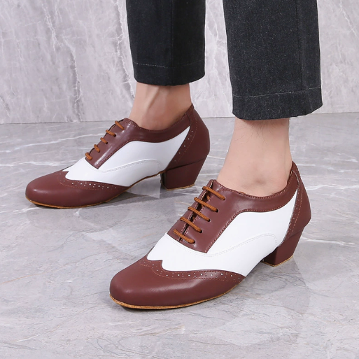 Men's ballroom dance shoes with stable moderate heel