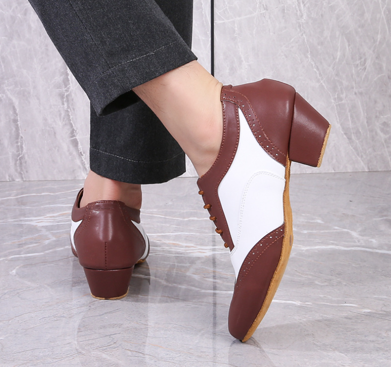 Men's Standard Modern Dance Shoes Adults Soft-Sole Ballroom Latin Shoes for Indoor & Outdoor 4.5cm Heel Model M18
