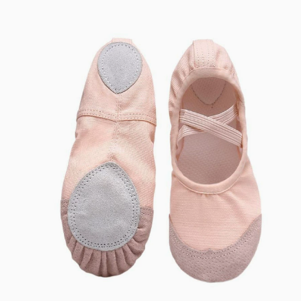 Lace-free skin tone canvas ballet shoes for dance & posture training