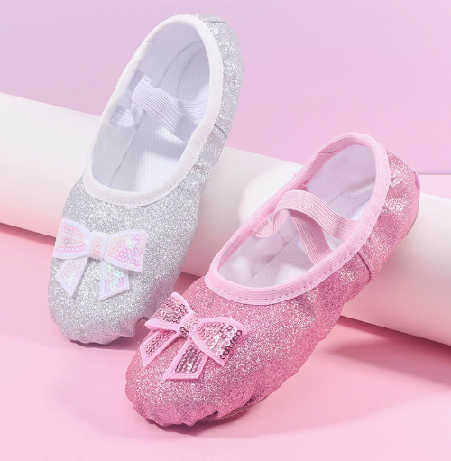 Kids Sequin Ballet Dance Shoes Girls Soft Sole Ballet Practice Performance Slippers Model B05