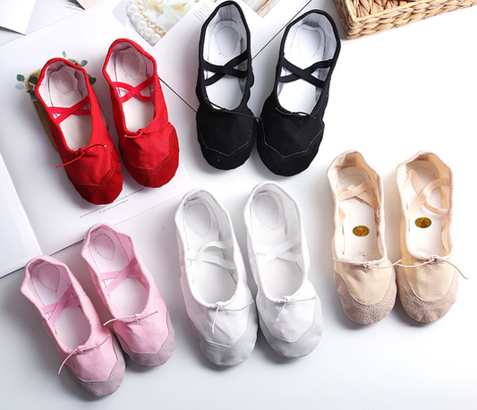 Kids & Adults Lace-up Ballet Shoes Girls Canvas Yoga Practice Training Shoes Slippers Model B04