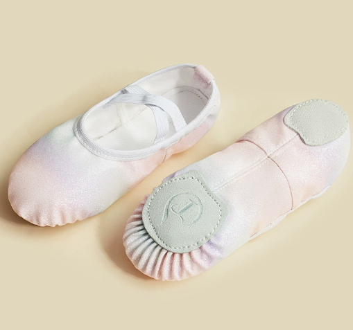 Sparkly kids soft sole practice ballet slippers