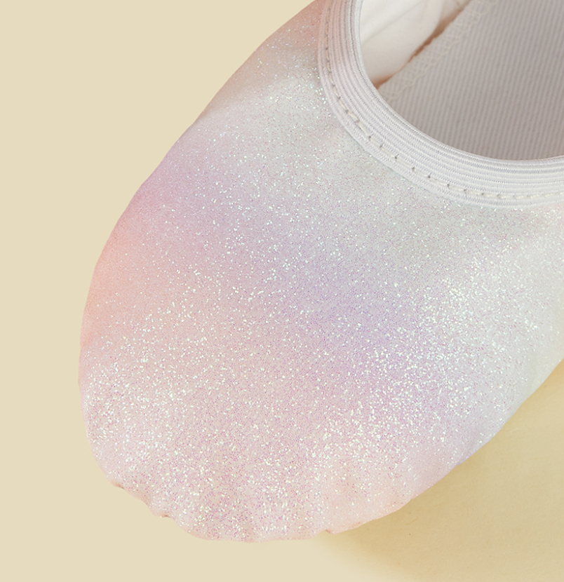 Cute glitter ballet shoes professional soft sole dance training slippers