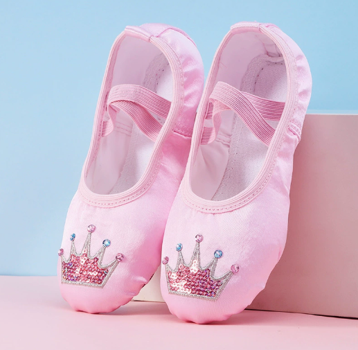 Elastic no-tie soft sole kids dance practice shoes