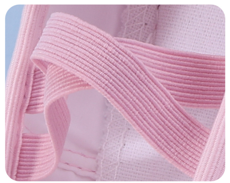 Wide elastic band skin-friendly lining little girls dance shoes