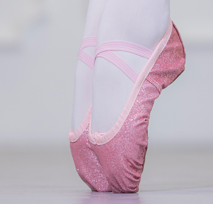 Glitter Lace-up Soft Sole Ballet Dance Shoes Stage Performance Footwear for Adults & Kids Model B11