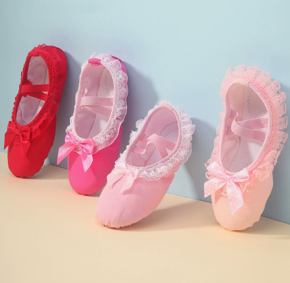 Girls Soft Sole Ballet Dance Slippers Canvas Beginner Practice Shoes for Adults Kids Model B23