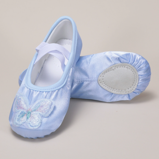 Girls soft ballet dance shoes with elastic strap