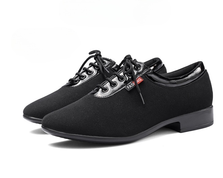 Men's lace-up ballroom practice dance shoes with low heel
