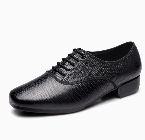 Classic lace-up cowhide waltz and quickstep dance shoes