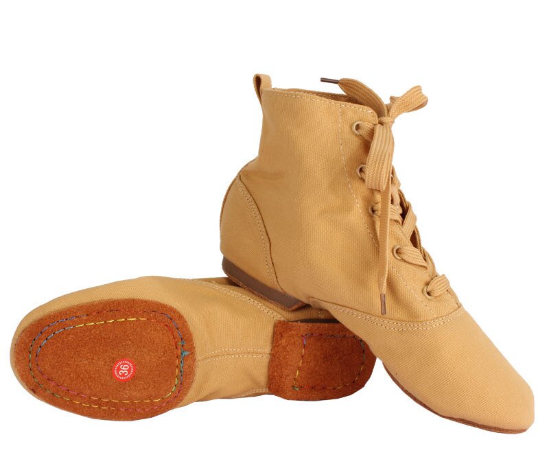 Women's Canvas Jazz Dance Boots, High Top Practice Shoes with Suede/Rubber Sole JZ-M-001