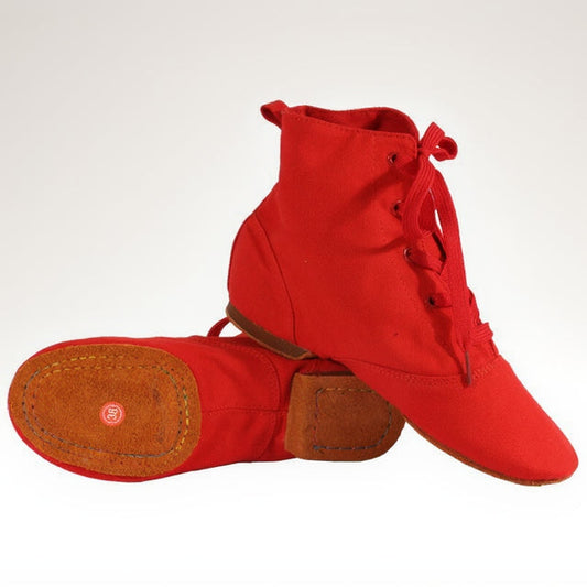 Breathable canvas jazz dance shoes, flexible high-top ankle boots